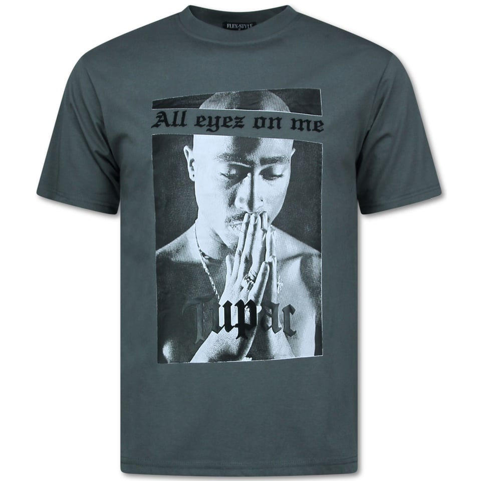 All Eyez on Me - Oversized T Shirt Heren -T Shirt Heren Met Print - Tupac - 685 - Grijs