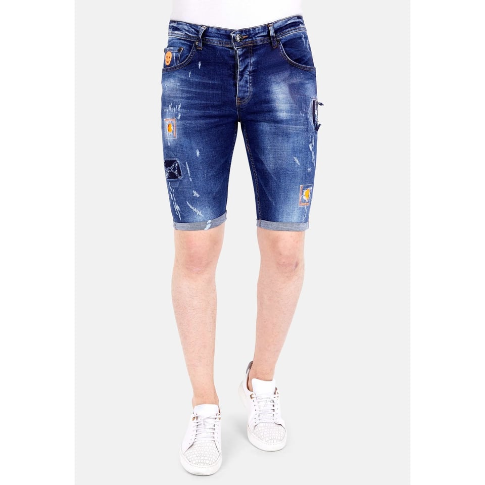 Exclusieve Korte Broek Heren Met Verfspatten - 1016 - Blauw