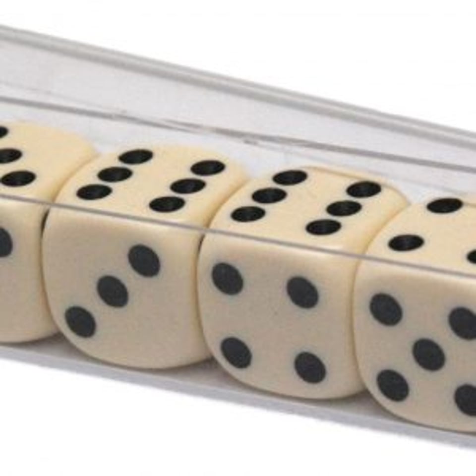 Rectangular Box Of 5 Dice Opaque Créme