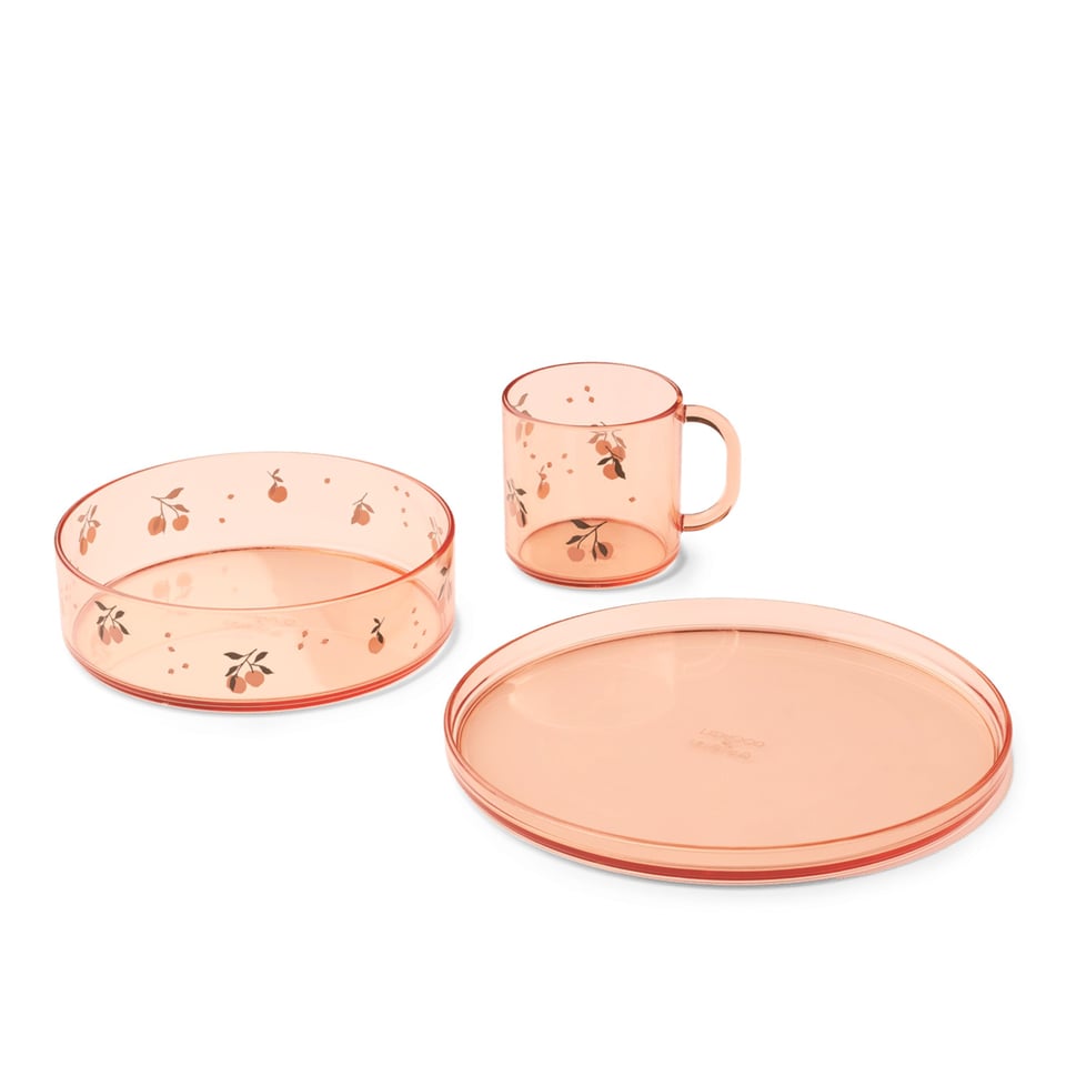 Liewood Siva Printed Tritan Tableware Set - Kinderservies - Peach / Sea Shell