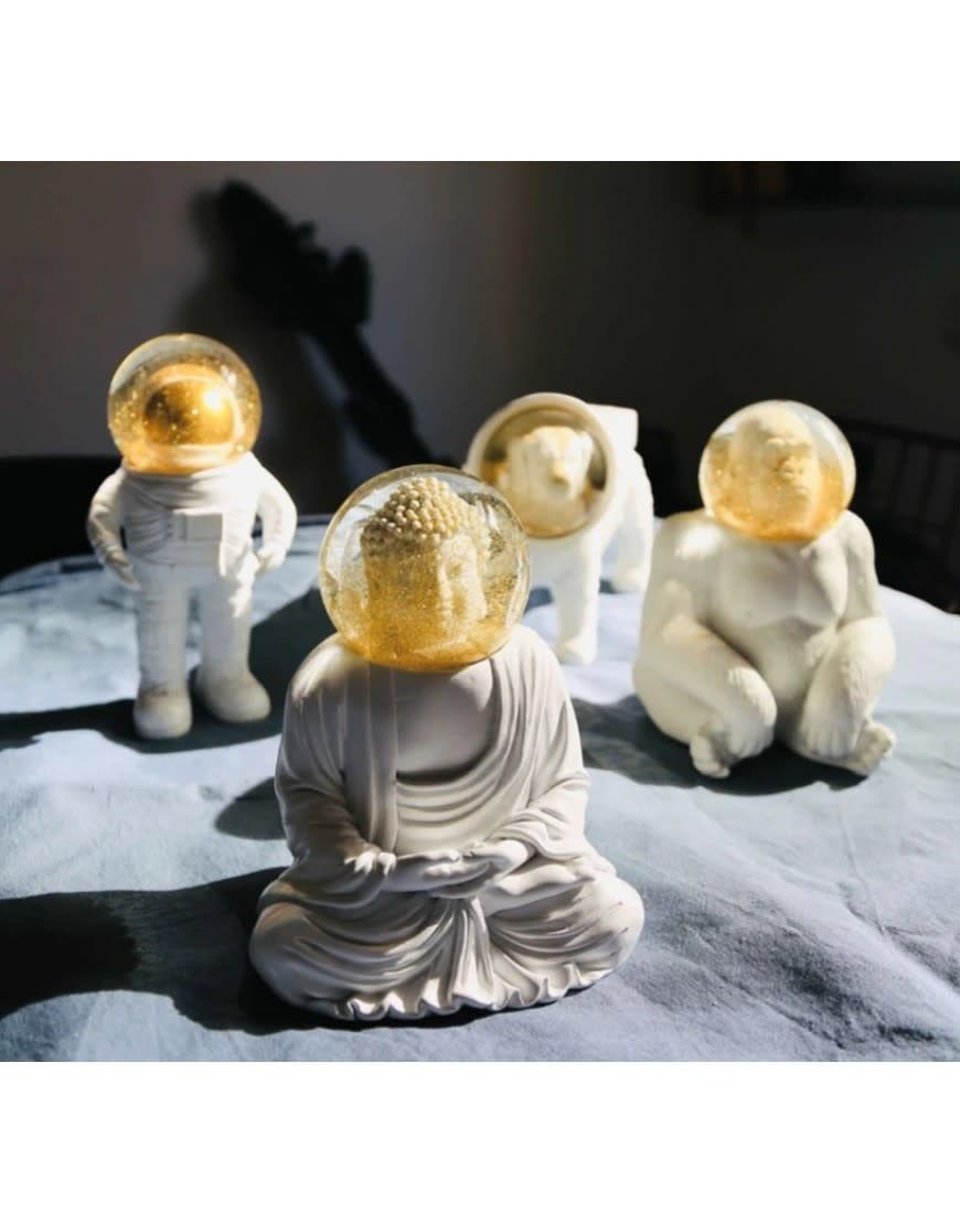 Buddha Wit Sneeuwbal 15cm - Color: White - Size: Ca. 11 - 5x9x15cm