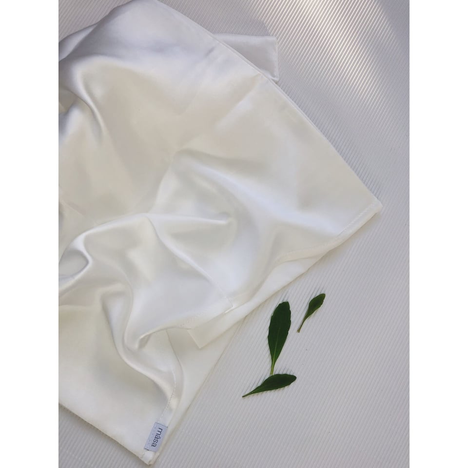 Organic Silk Satin & Eco Modal Pillowcase in Pearl White