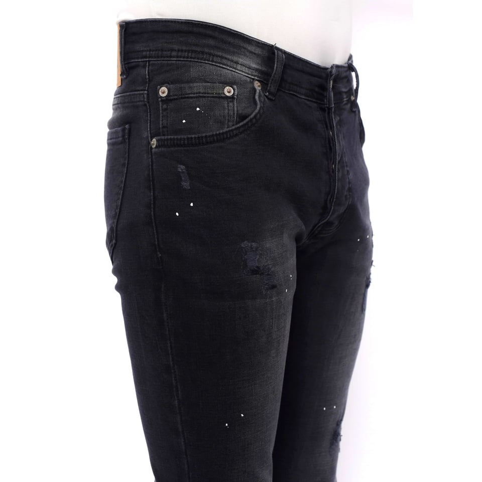 Ripped Heren Jeans Versleten Slim Fit -DC-050- Zwart