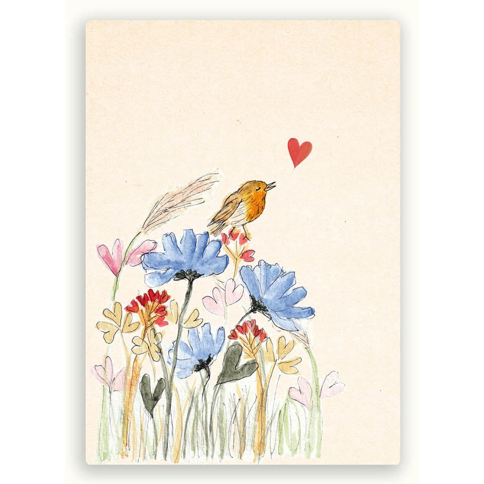 Kaart Vogeltje Bij Bloemen