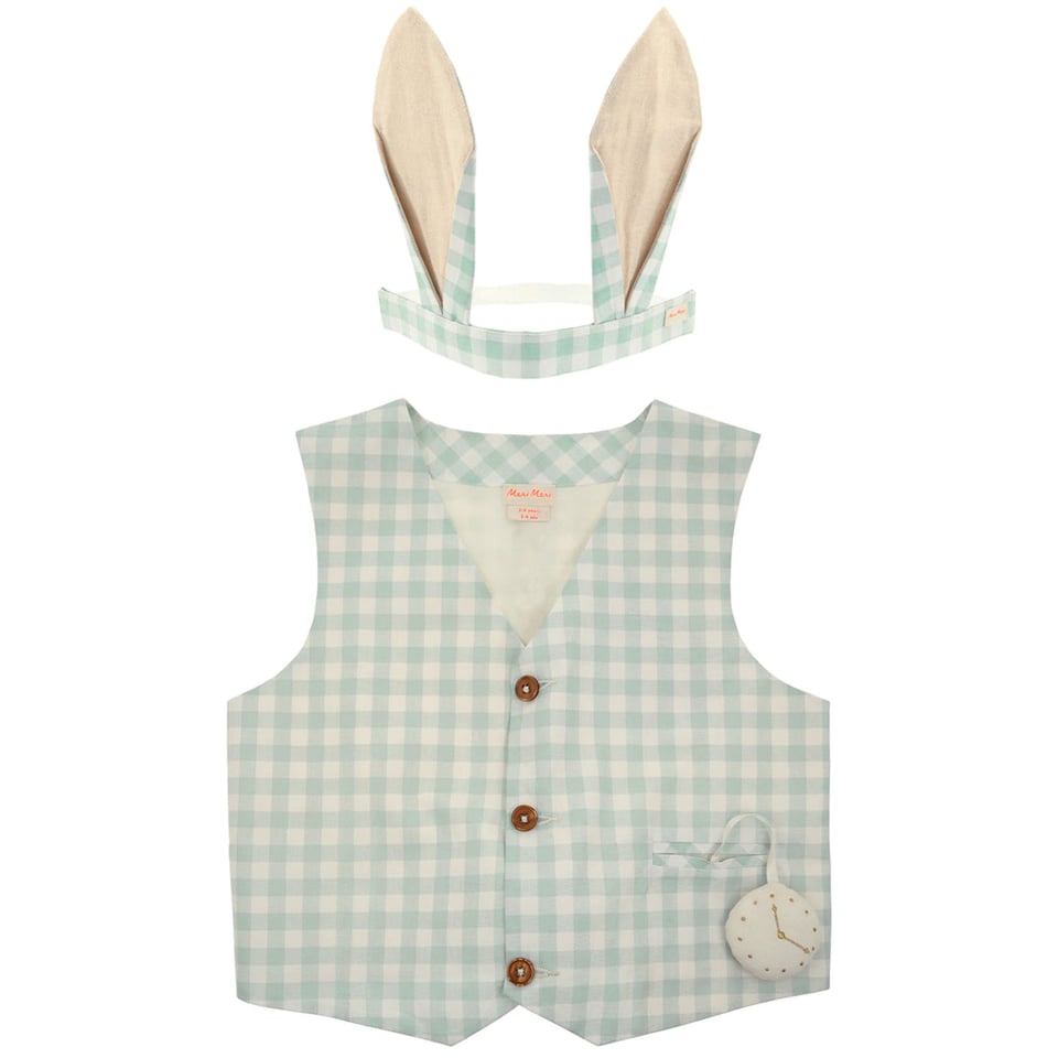 Meri Meri Gingham Bunny Costume (3-6 Jr) - Blauw/wit
