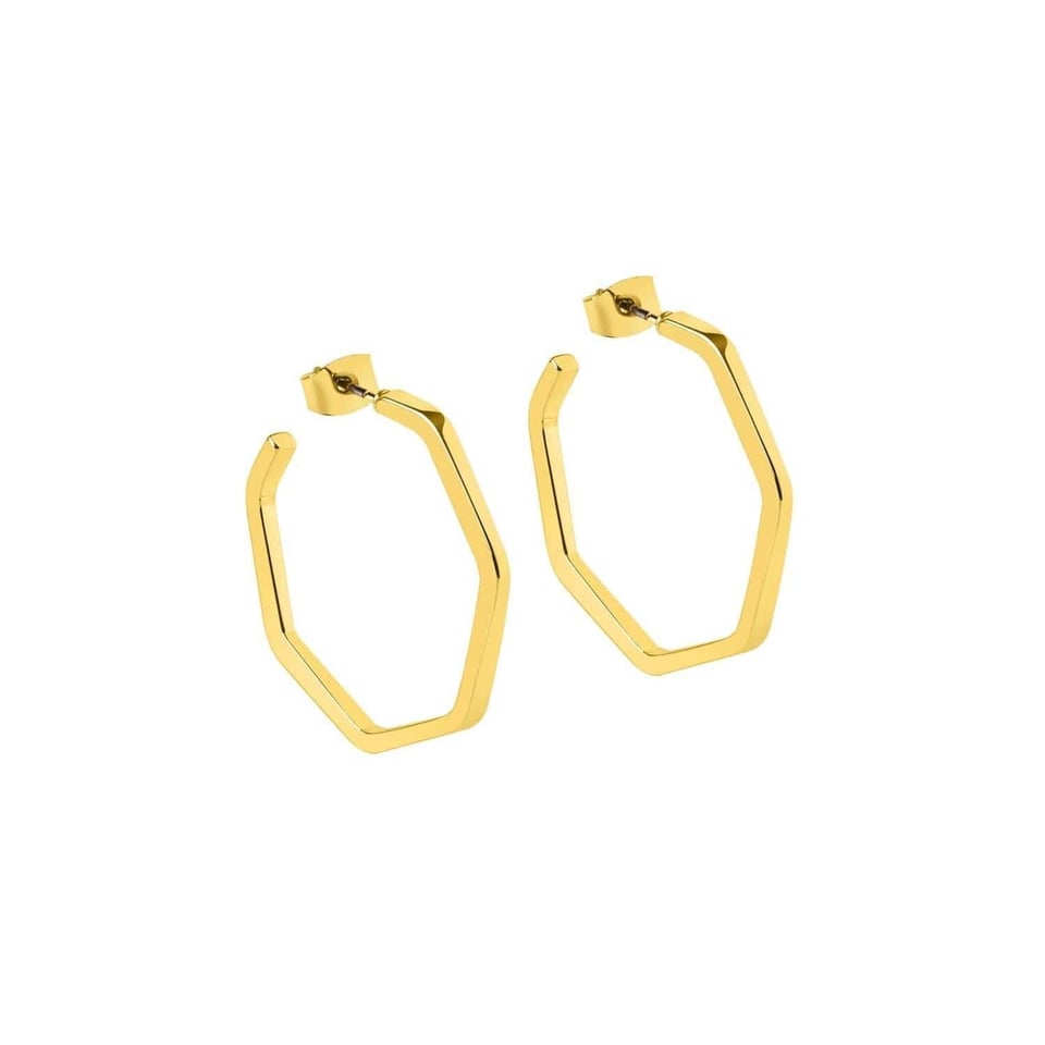 Gold Plated Hexagon Earrings