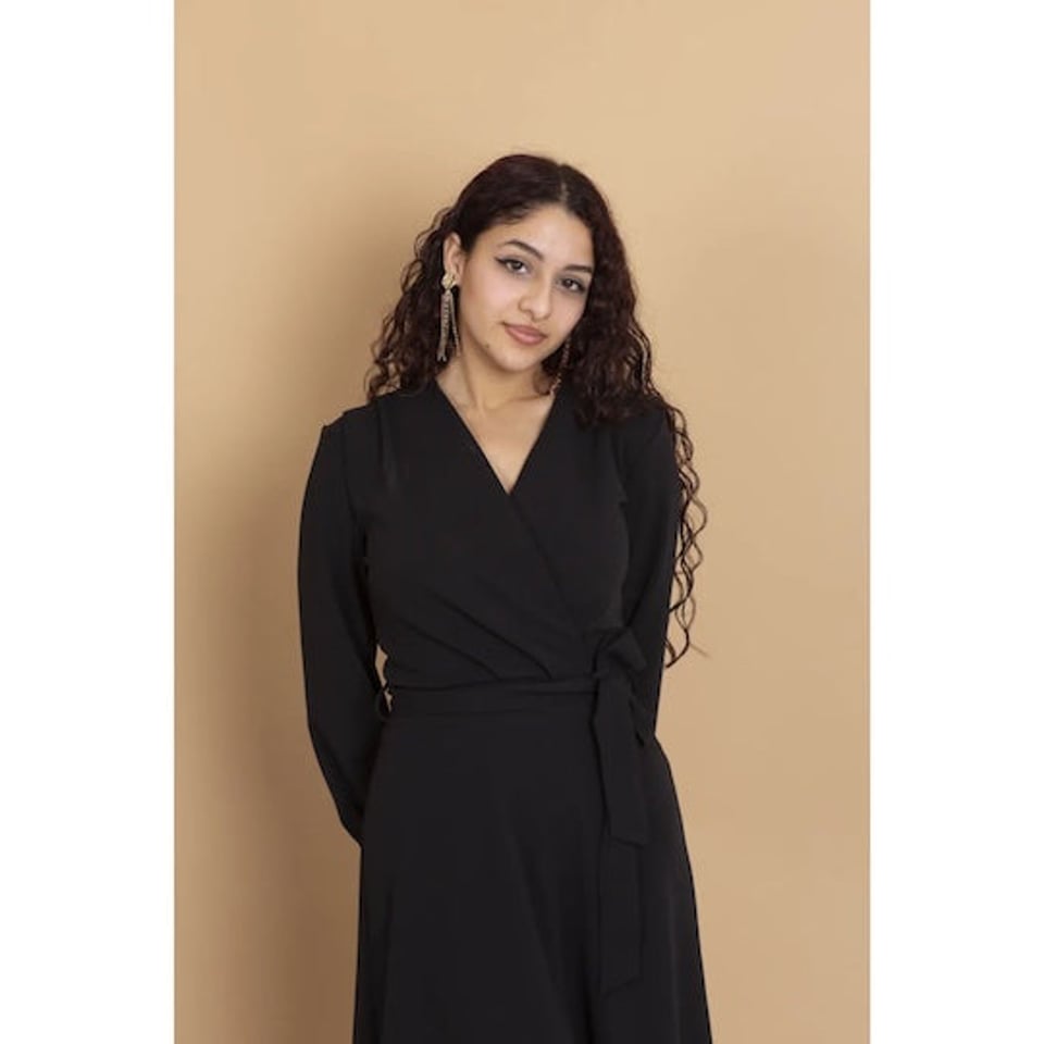 VERY CHERRY Cross Over Dress Longsleeves Black