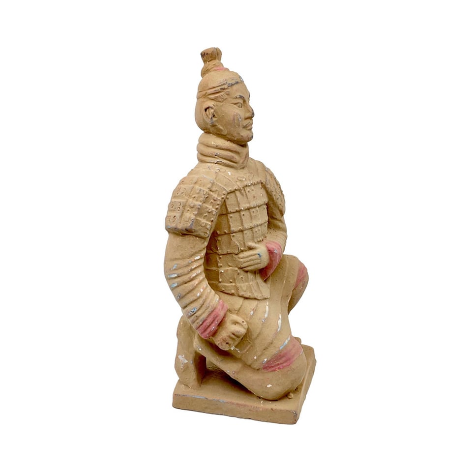 Beeld Chinese Soldaat Knielend Terracotta 11x30cm