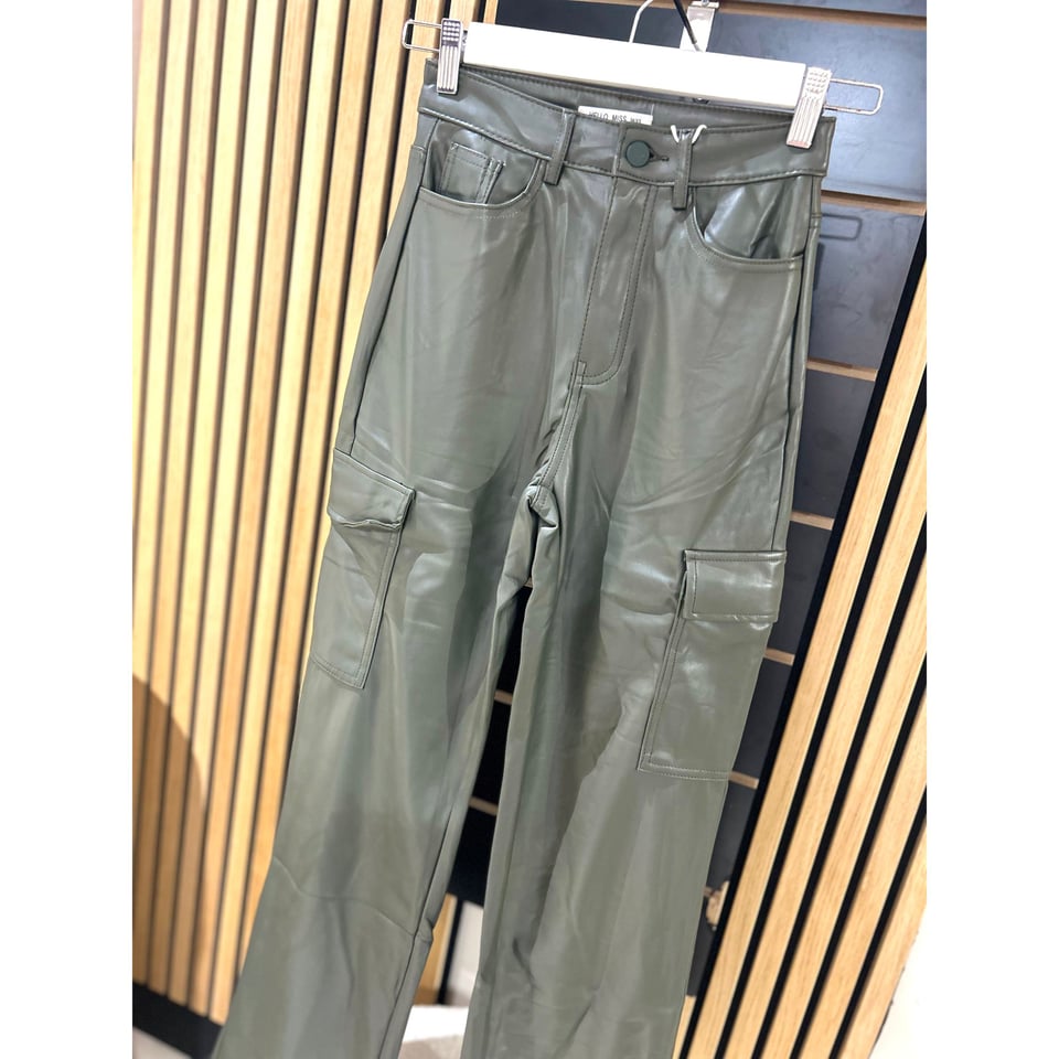 Cargo Leather pants - Earth green