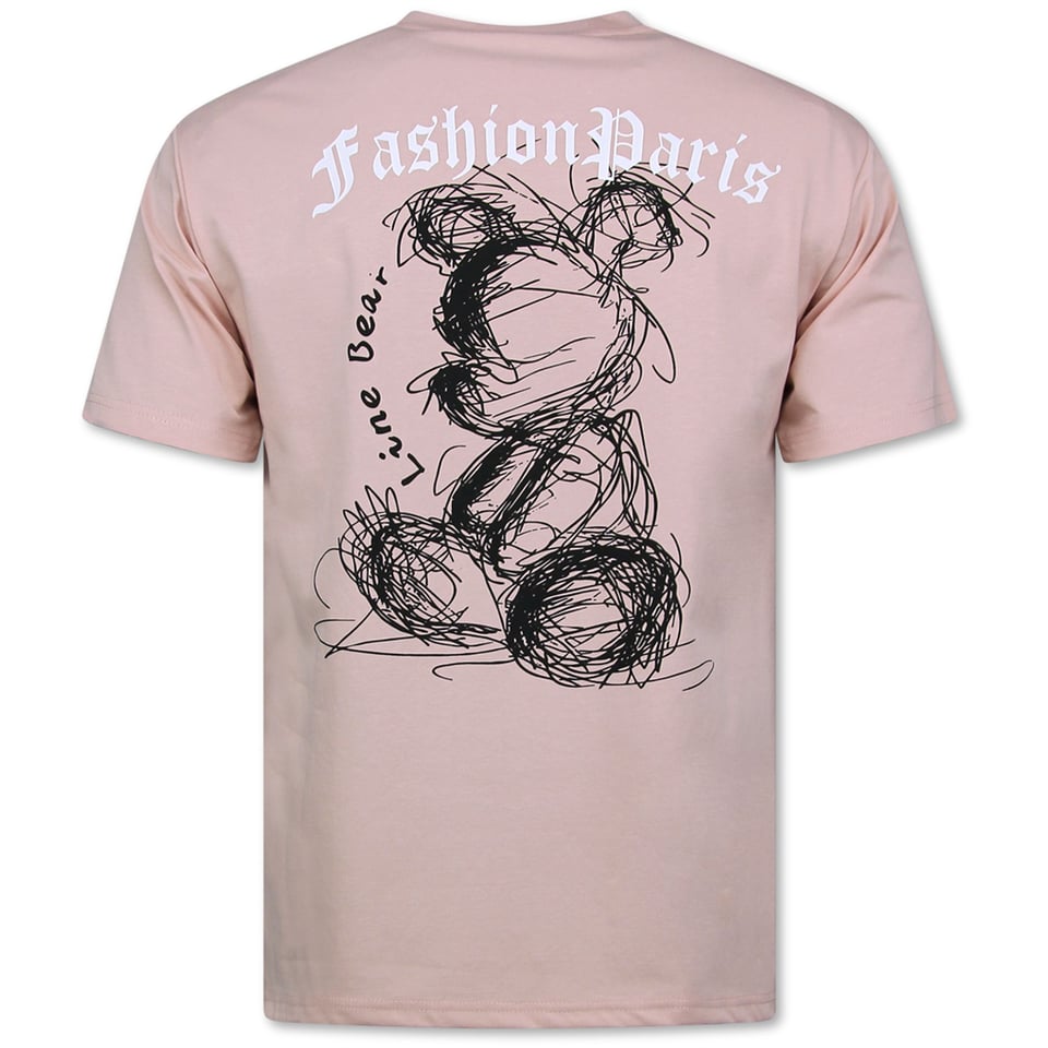 Heren Tshirt Met Opdruk - Oversized T Shirt Heren - T Shirt Heren Grappig - Bear - 691 - Roze