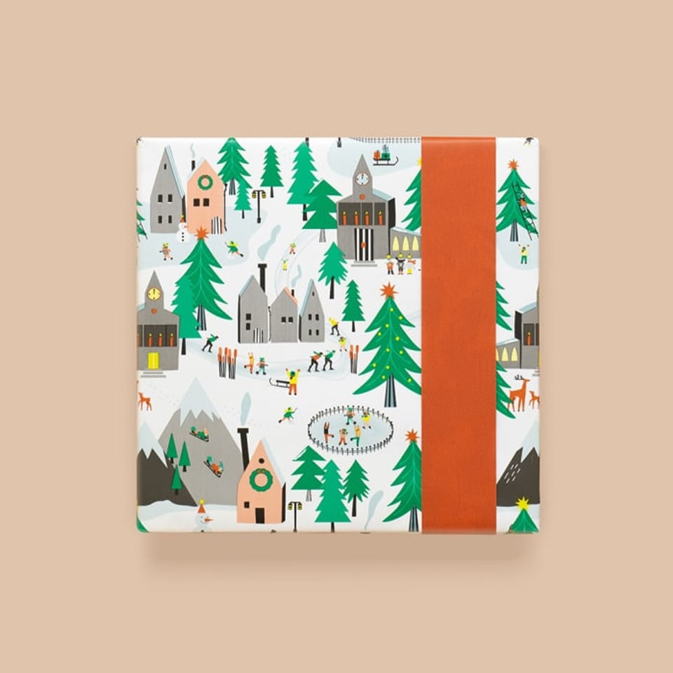 Rol Kerst Inpakpapier X-Mas - Village - Orange