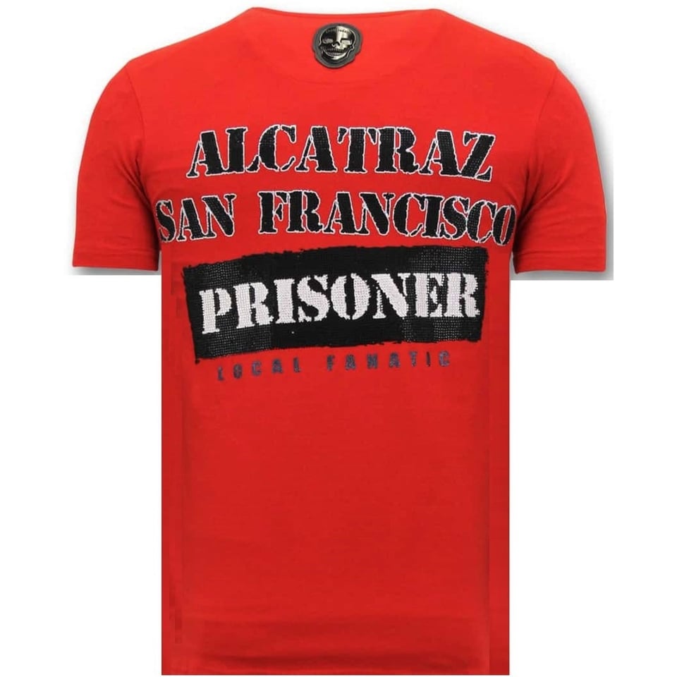 Luxe Heren T Shirt - Alcatraz Prisoner - Rood
