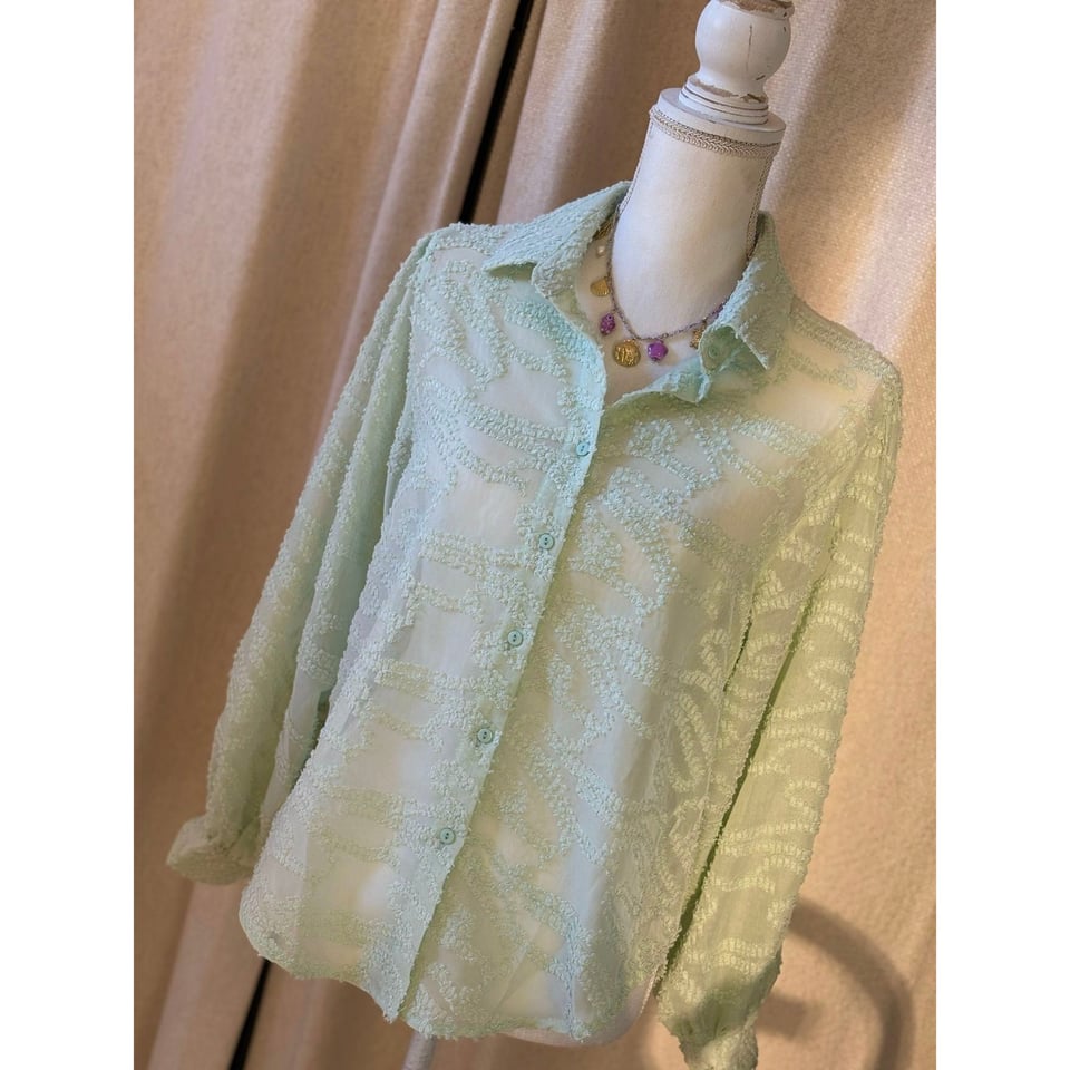 Sheer light green Matcha blouse