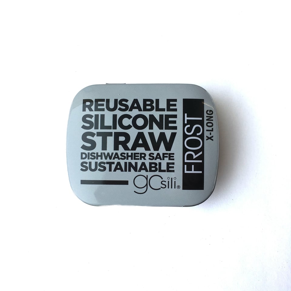 Reusable Silicone Straw X-Long Travel Case Frost