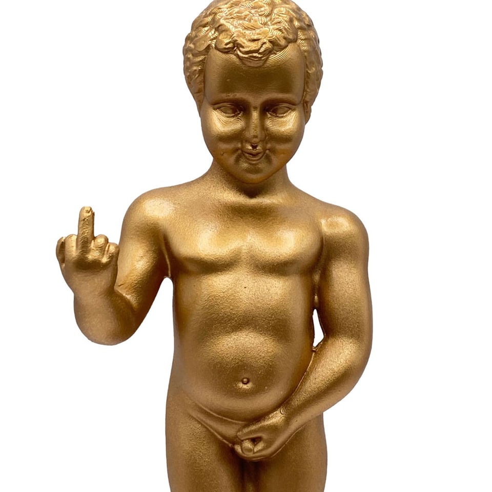 Beeldje Manneken Pis Fuck You Goud 15cm