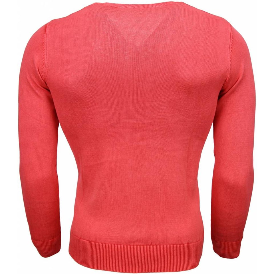 Casual Trui - Exclusive Blanco V-Hals - Roze / Rood