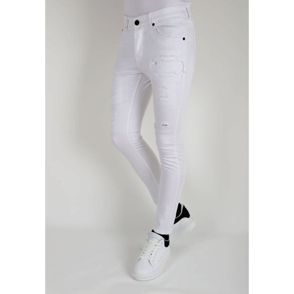 Witte Ripped Jeans Voor Heren Slim Fit -DP106