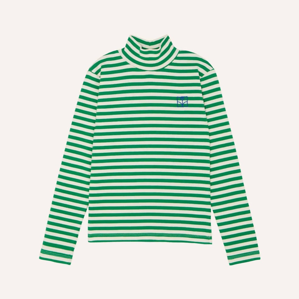 The Campamento Green Stripes Turtle Neck Kids Tshirt