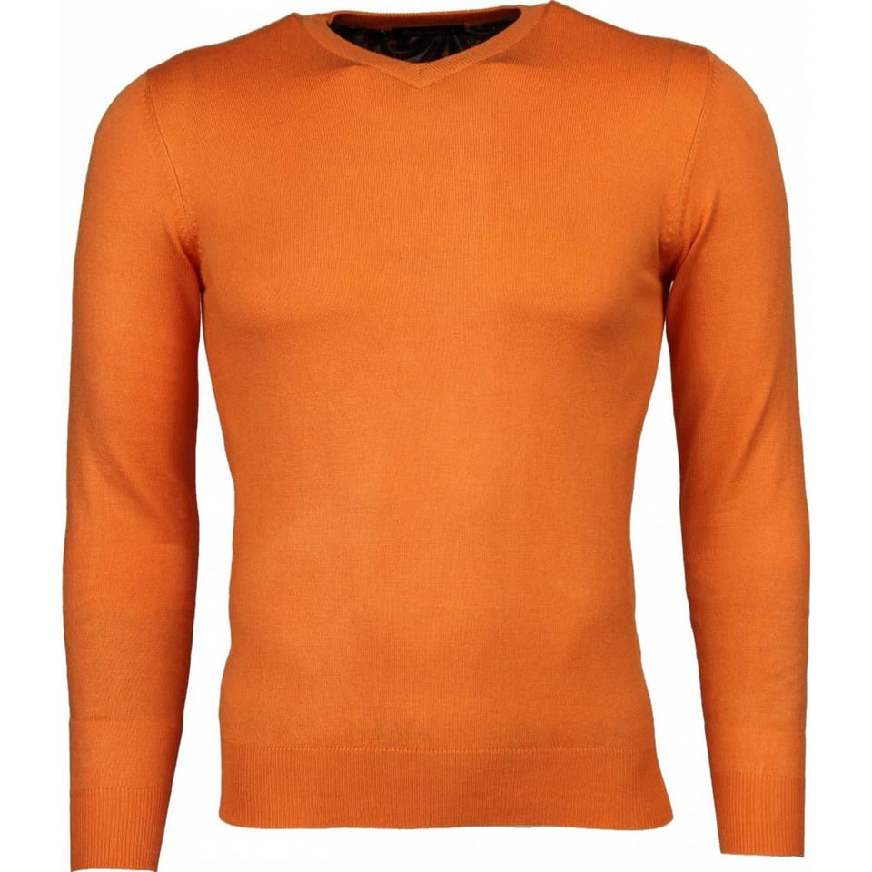 Casual Trui - Exclusive Blanco V-Hals - Oranje