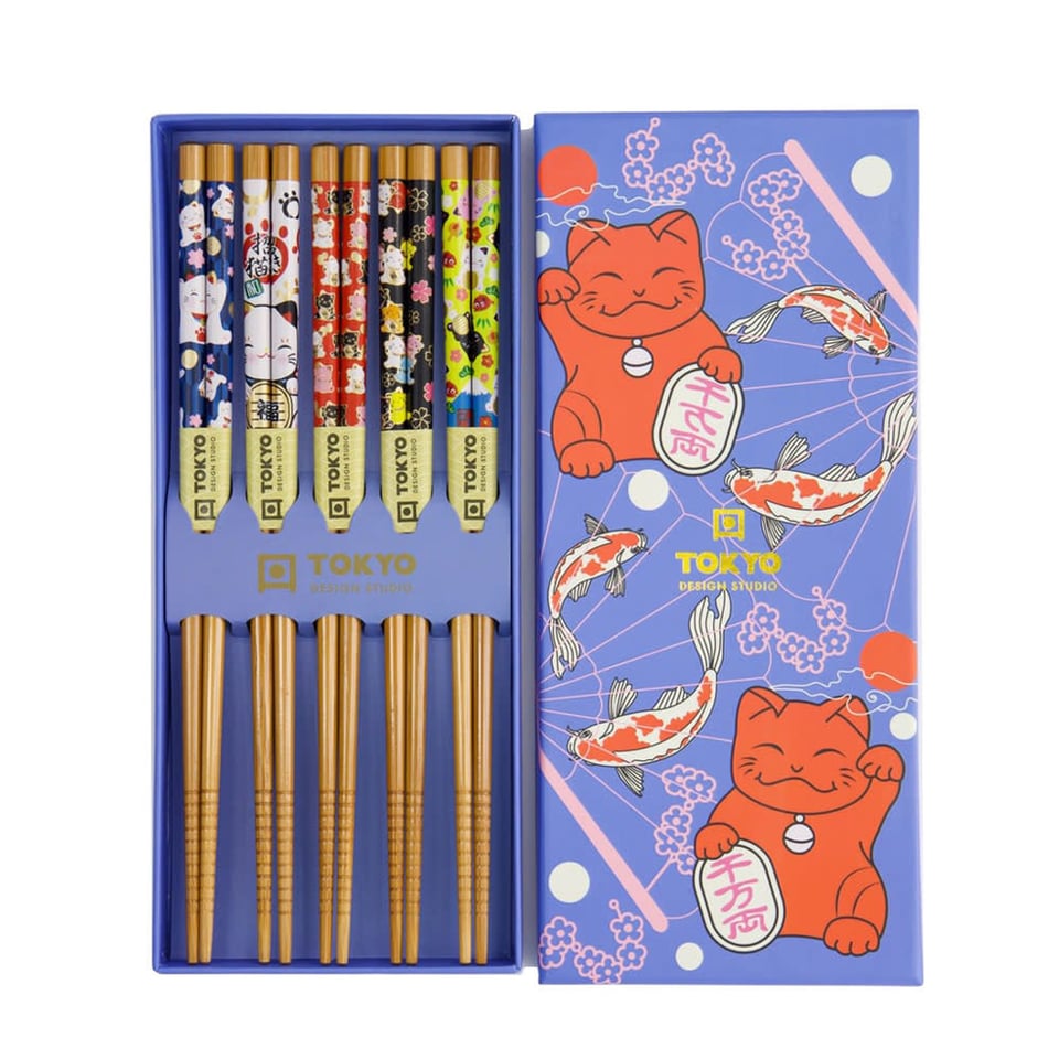 Eetstokjes Lucky Cats en Koi Karpers Set in Cadeau Doos