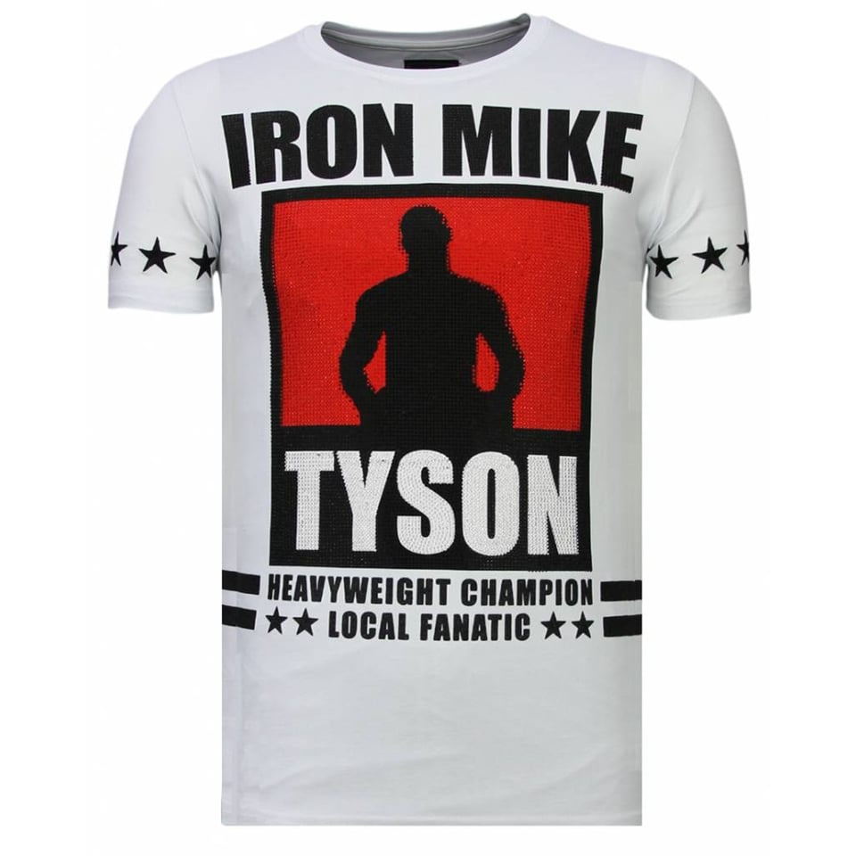 Iron Mike Tyson - Rhinestone T-Shirt - Wit