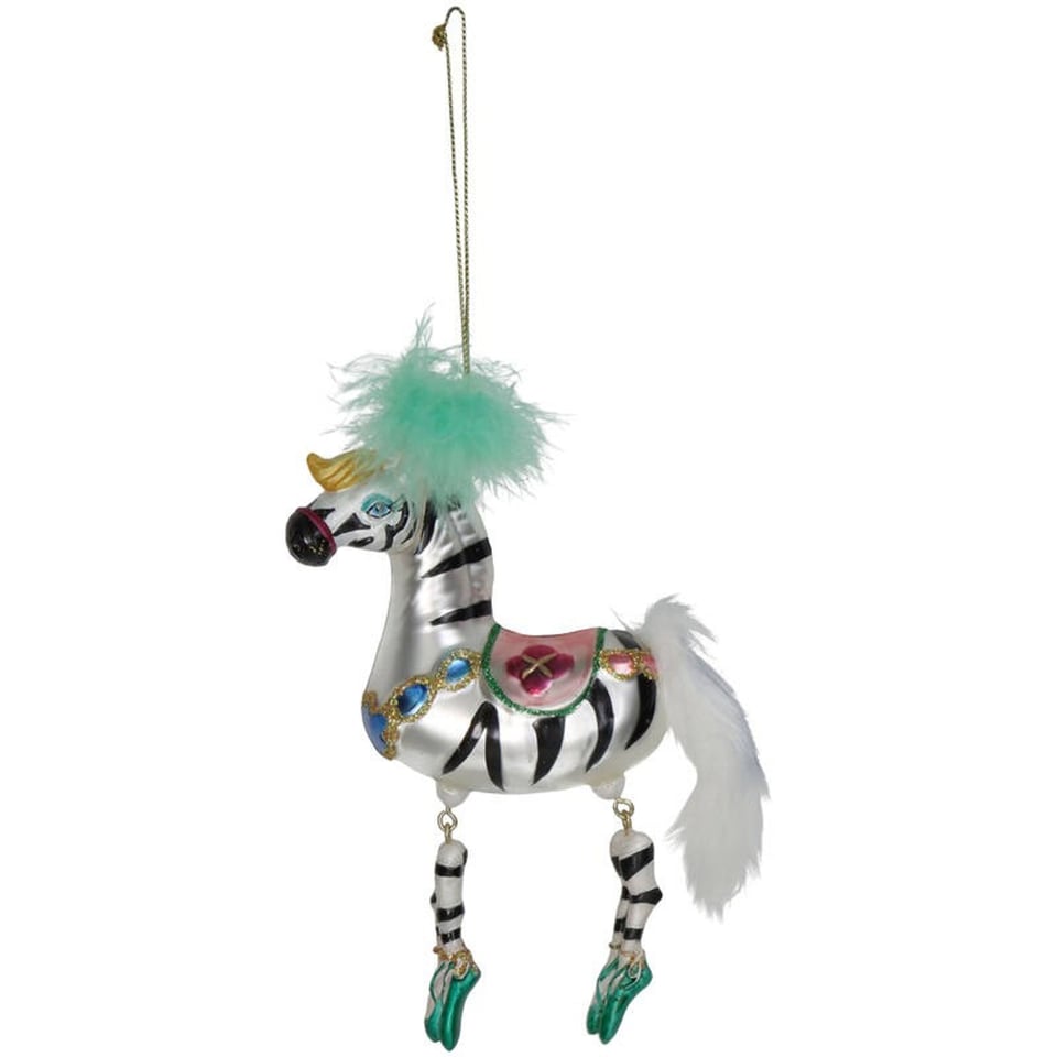 Kerstbal Zebra Met Bungelende Voeten