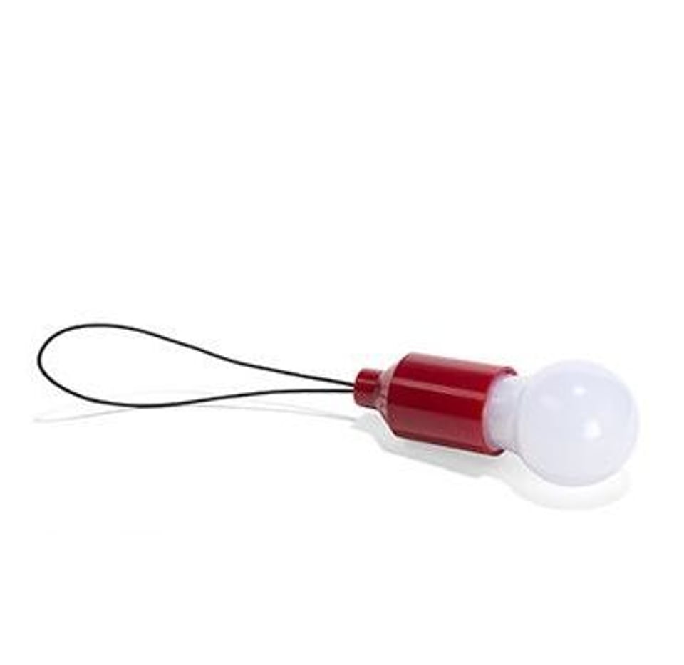 KIKKERLAND Mini Trekkoord Licht Sleutelhanger Rood