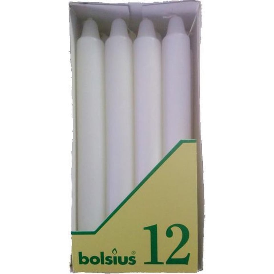 Bolsius Diner Kaarsen - 12 Stuks - Dinerkaarsen - 18cm - Wit - 6 Uur