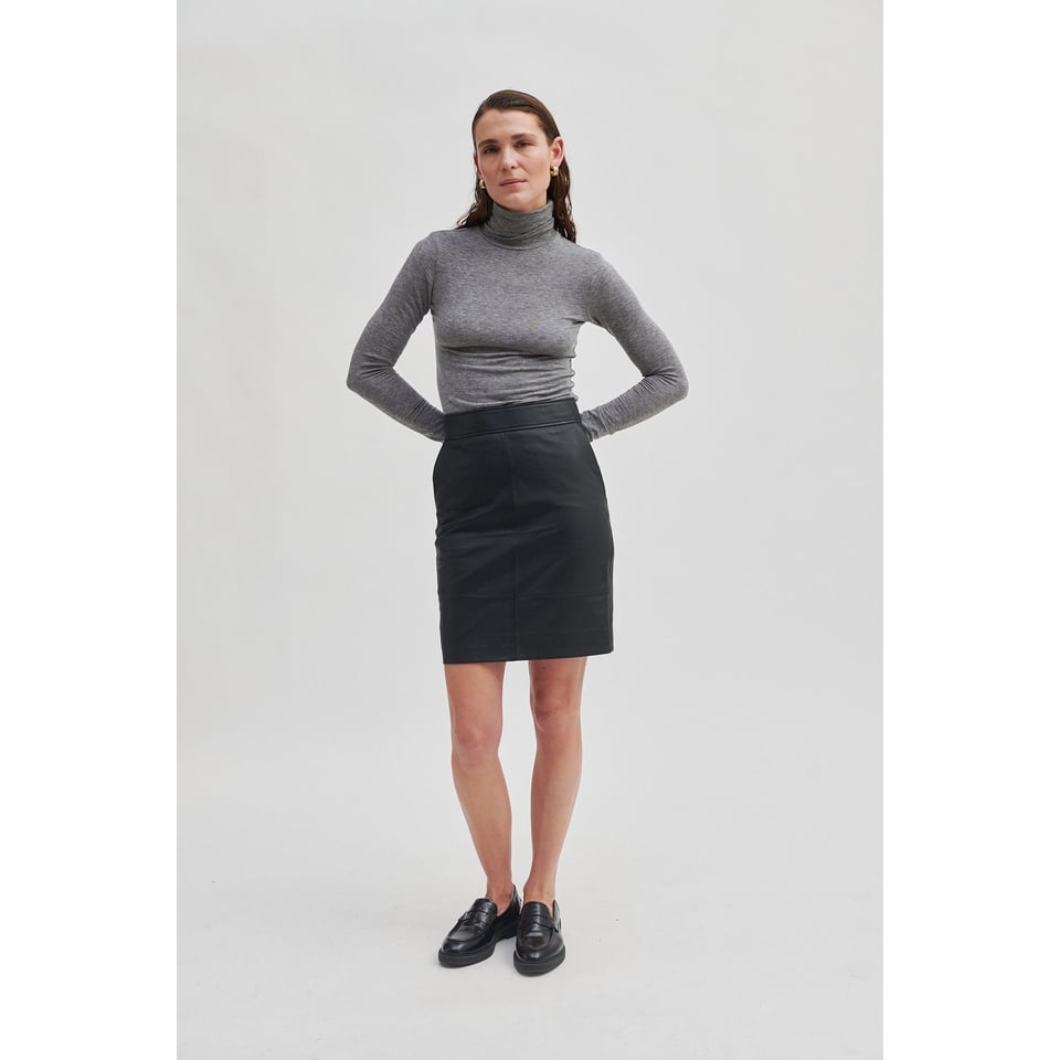 Second Female Francie Mini Leather Skirt - Black