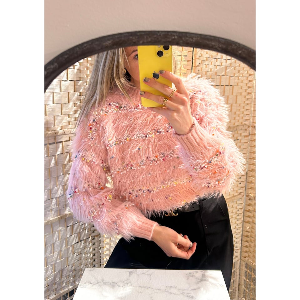 Pink Popcorn fluffy knit - Spikkels - Onesize