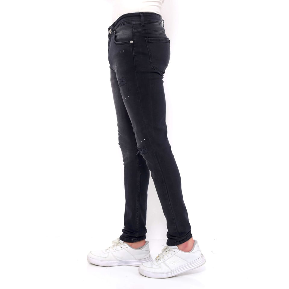 Ripped Heren Jeans Versleten Slim Fit -DC-050- Zwart