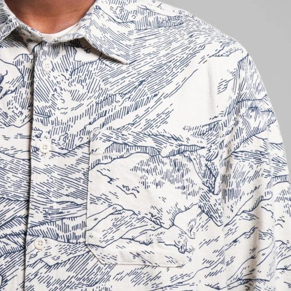 Dedicated Shirt Flannel Mountain Horizon Oat White