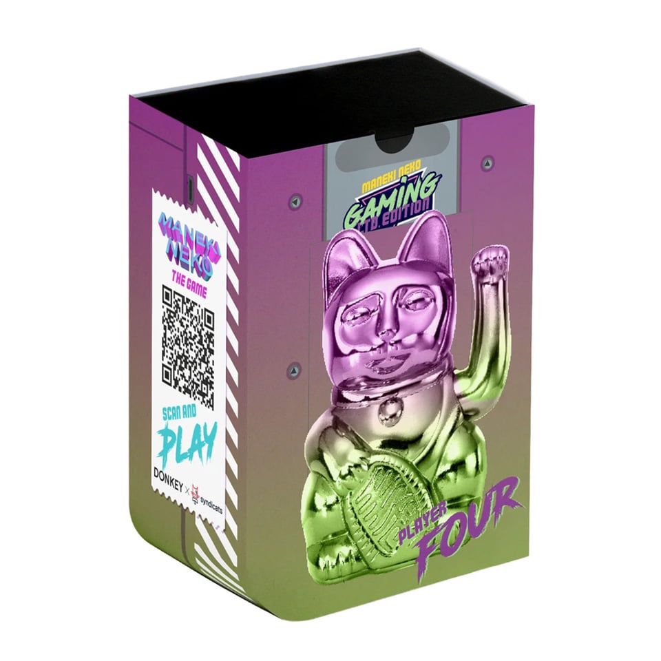 Lucky Cat -Gaming Player 4- Shiny Purple-Green 10x15cm