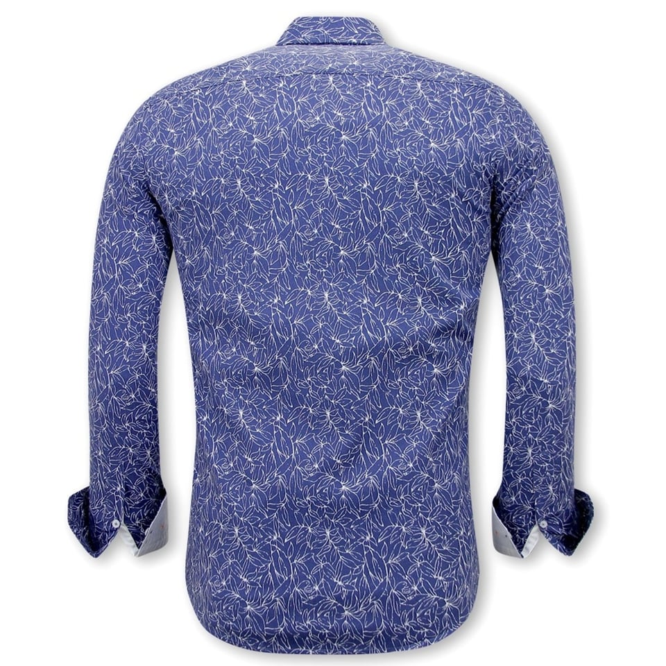 Heren Overhemd Bloemenprint - Slim Fit - 3085 - Blauw