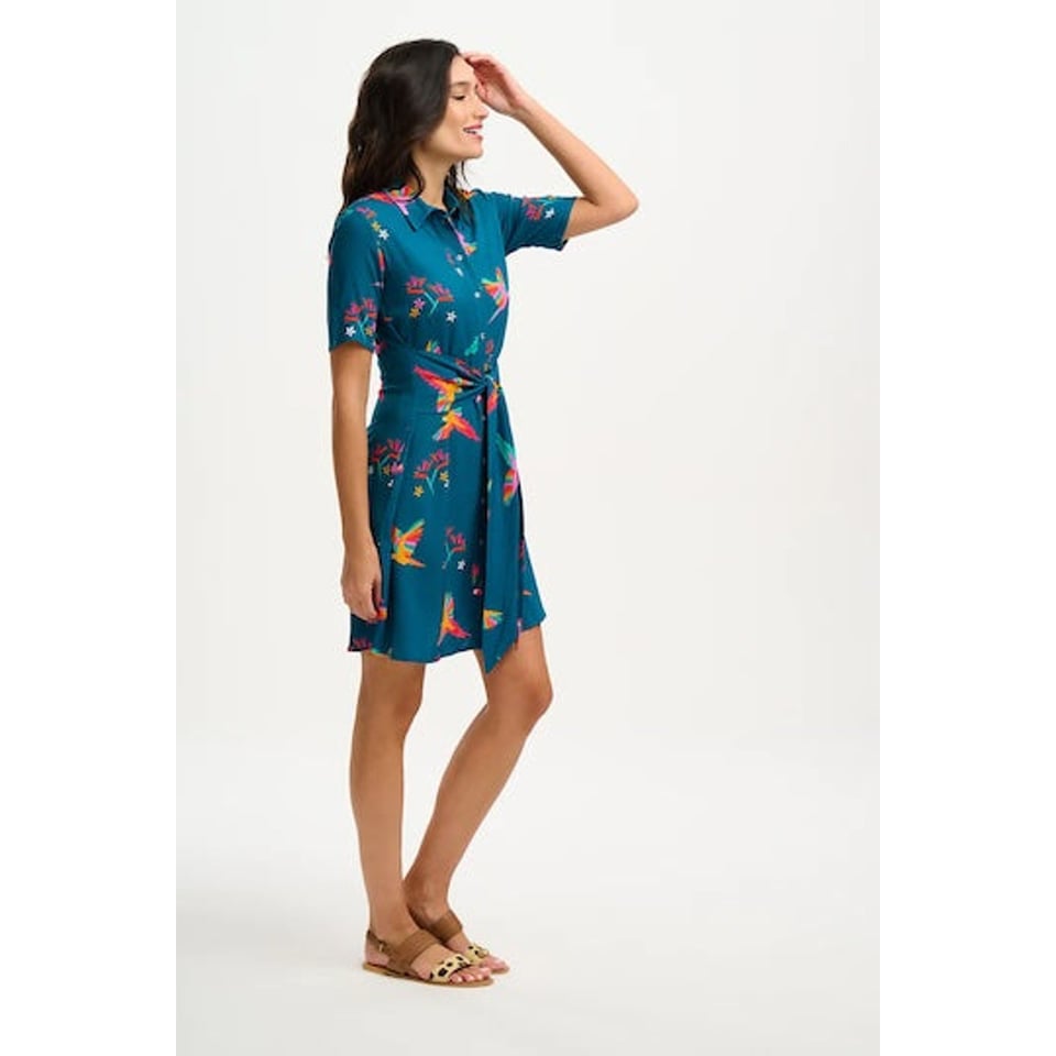 SUGARHILL Dessie Shirt Dress Rainbow Parrots