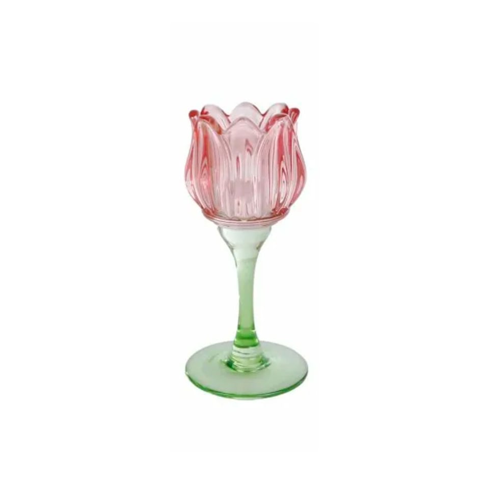 Waxinehouder Tulp Glas 7x17cm 4 Kleuren