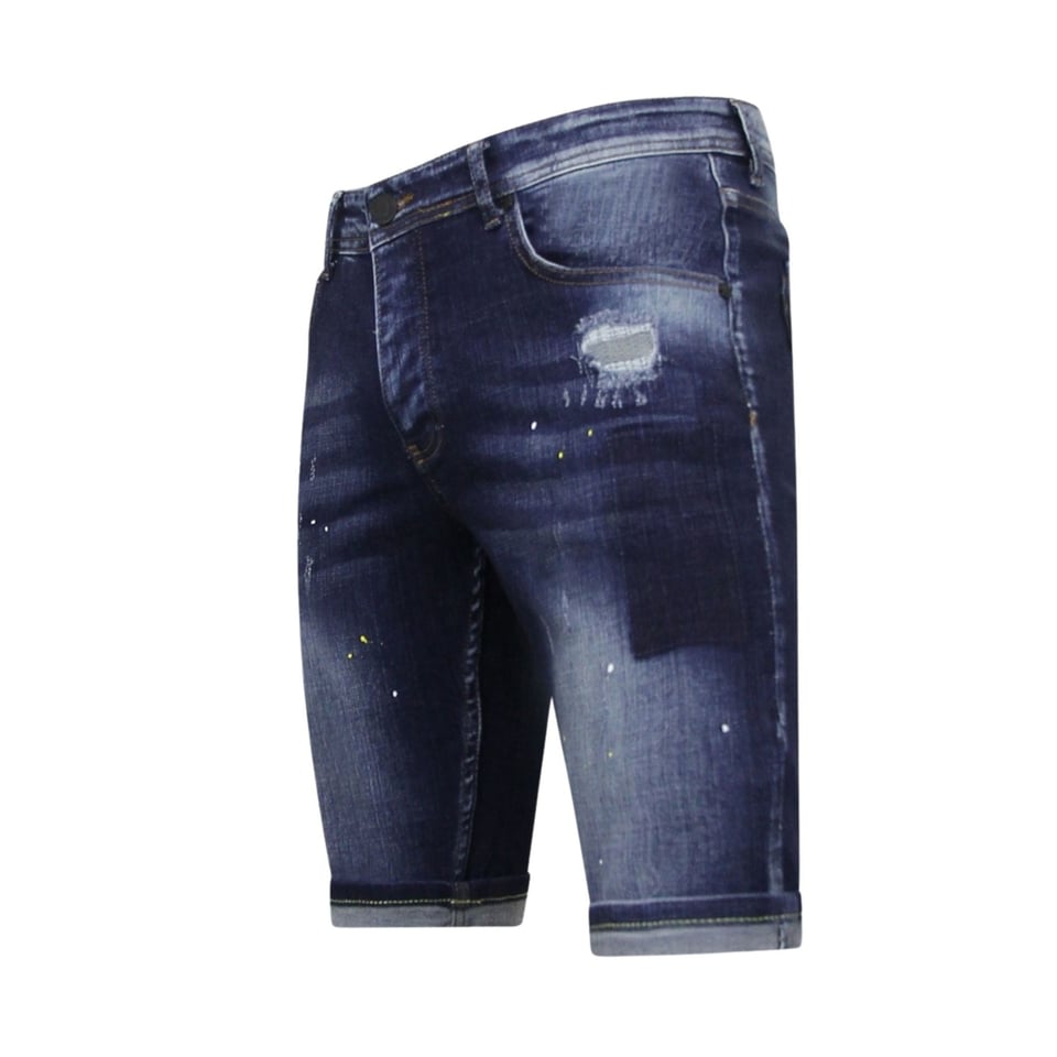 Korte Heren Broek Met Verfspatten - 1051 - Blauw