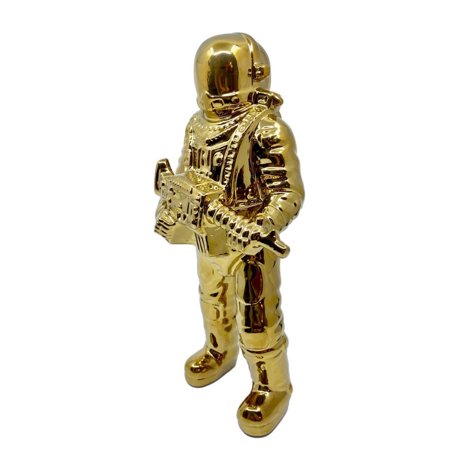 Beeld Halo Astronaut Glans Goud Keramiek 16x8x29cm