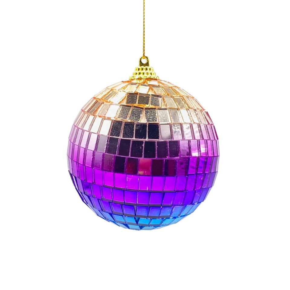 Kerstbal Disco Spiegel Bol Multicolor Glas 8cm