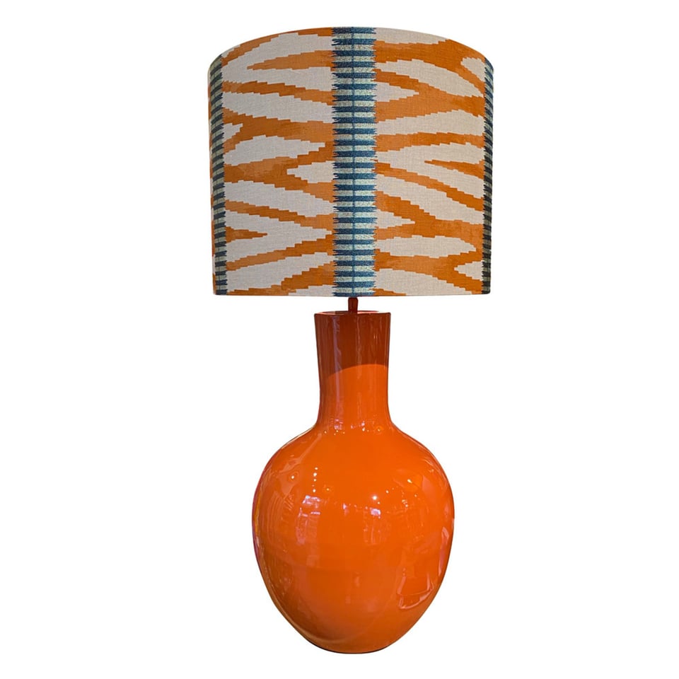 Tafel Lamp Voet Papaya Emaille Metaal 31x57cm