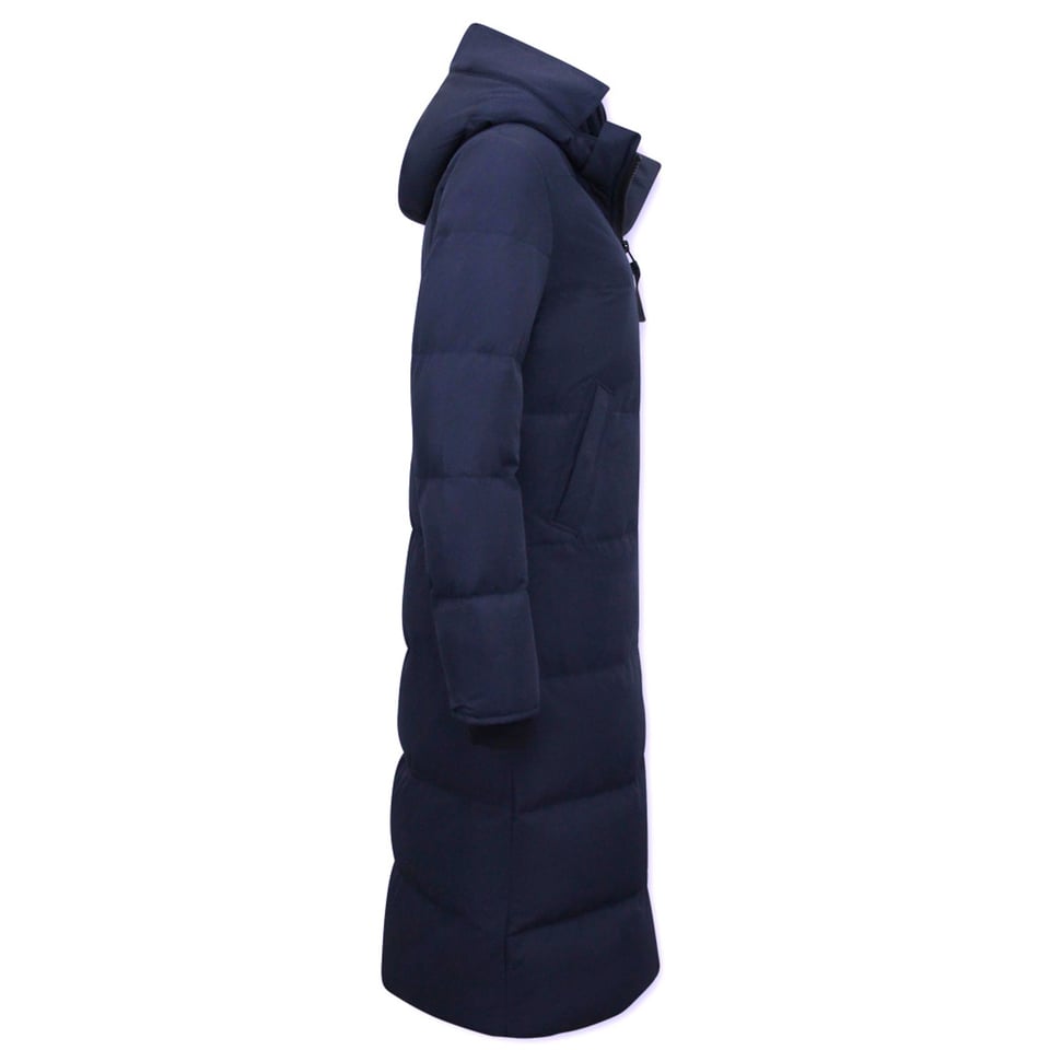 Dames Puffer Jacket Lang Getailleerd - 8606 - Blauw