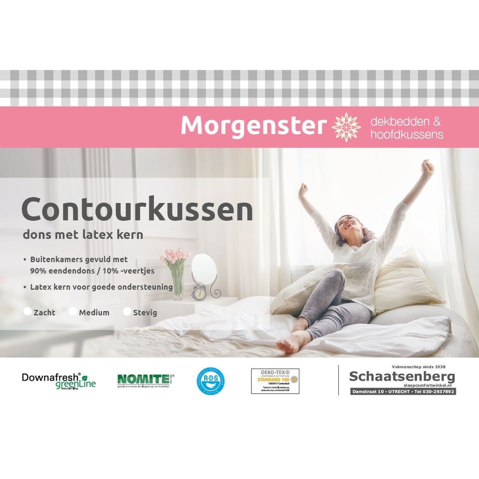 Talalay Latex Kern Kussen Met 90% Dons Omhuld - Morgenster Hoofdkussen