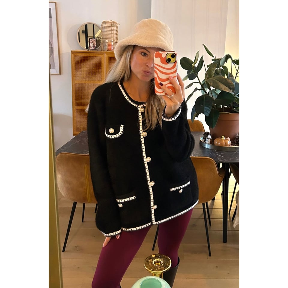 Bouclé Parisienne Cardigan - Black