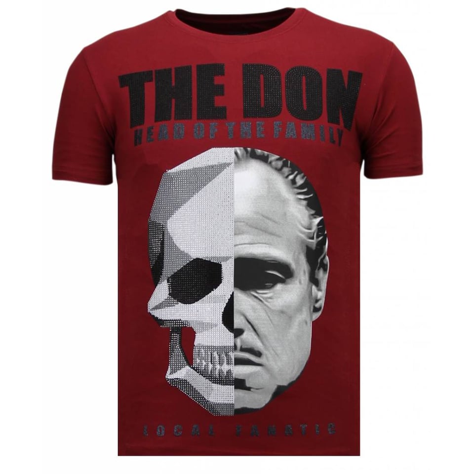 The Don Skull - Rhinestone T-Shirt - Bordeaux