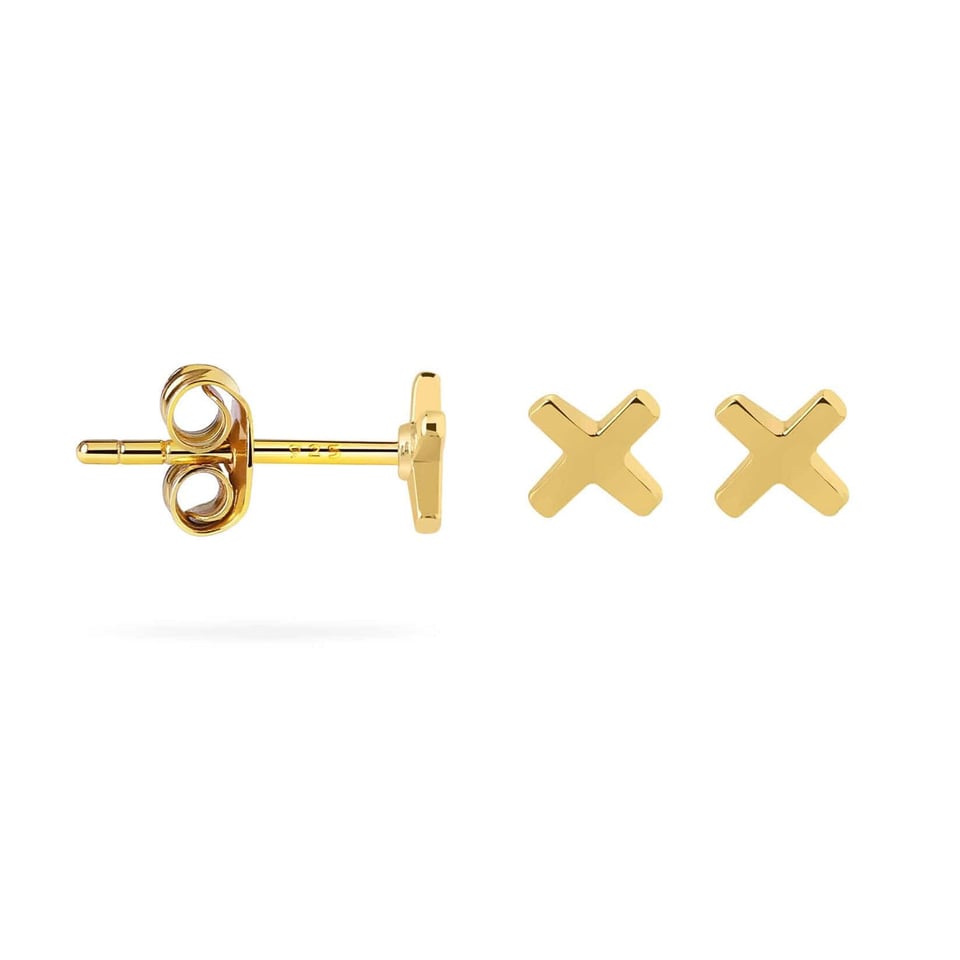 Three Crosses Amsterdam Ear Studs Gold Plated