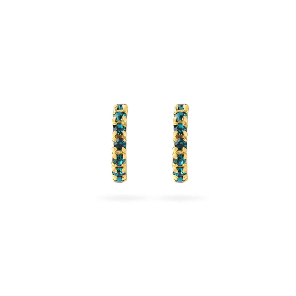 Emerald Hoop Earrings Gold Plated - Emerald / 18K Gold Plated 925 Sterling Silver