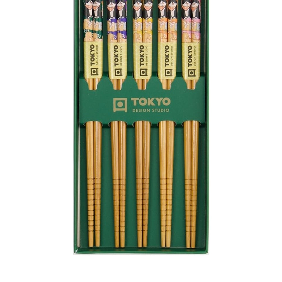 Eetstokjes Shiba Dog Groen Set 5 in Cadeau Doos