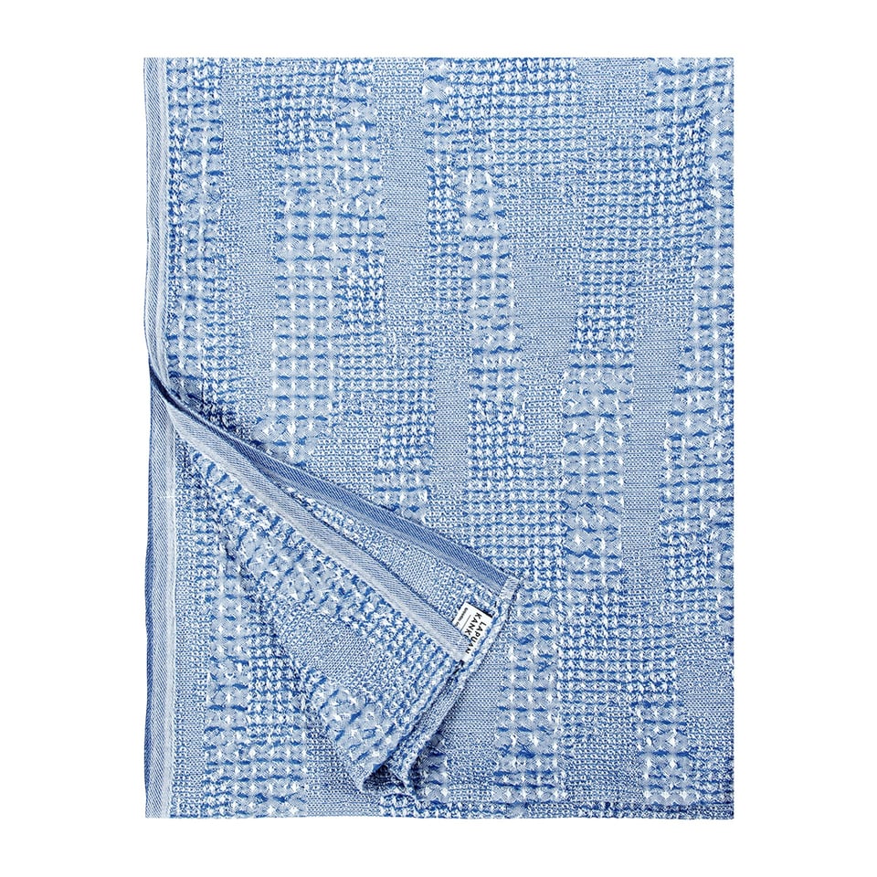 Kuohu Badlaken, Linnen-Tencel-Katoen, Wit-Helderblauw