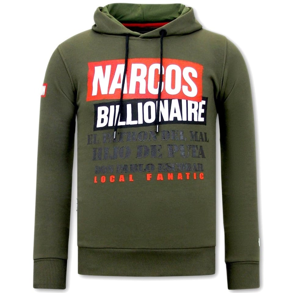 Hoodie Heren Print - Narcos Billionaire - Groen