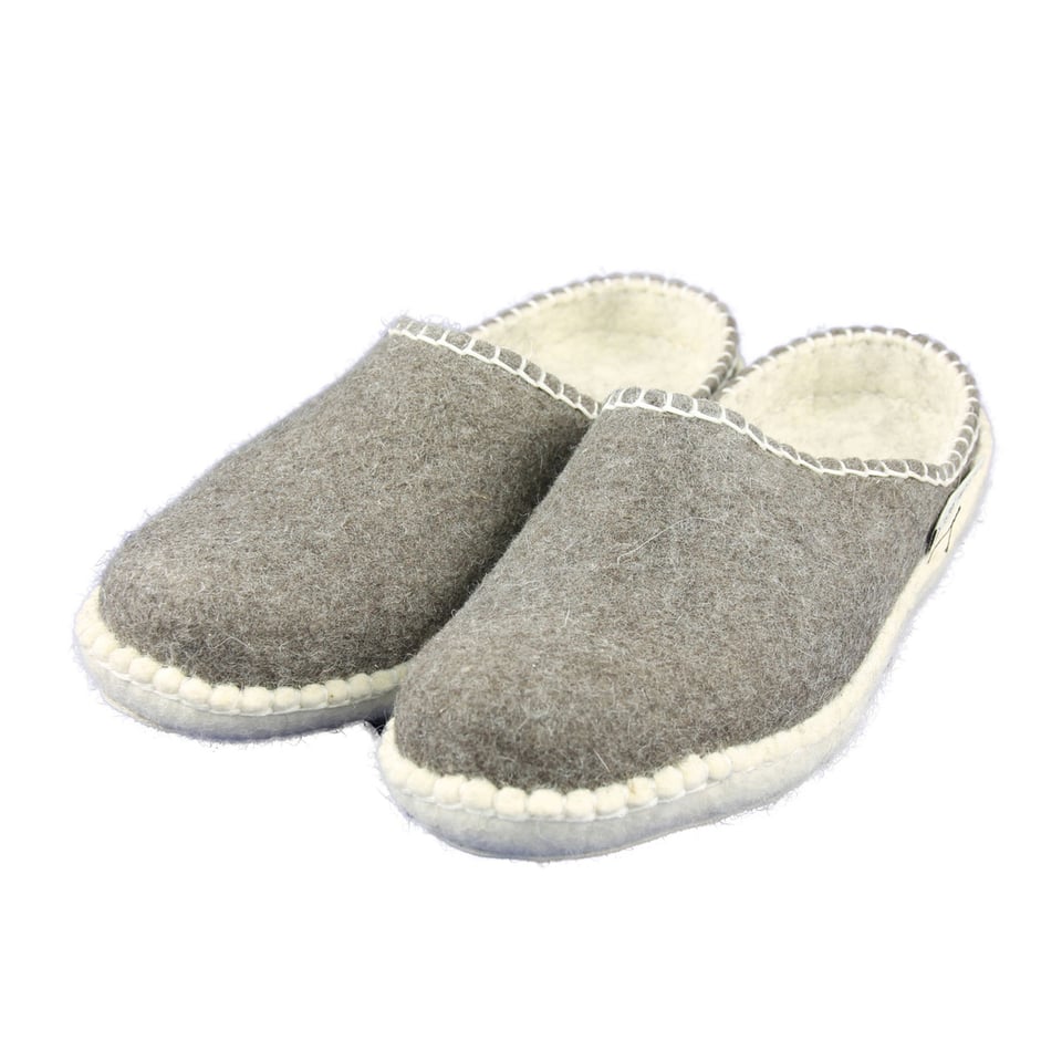 Vilten Slippers Met Suède Zool Bruin